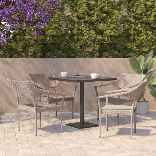 Flash Furniture Natural PE Rattan Wicker Patio Dining Chair, 4PK 4-TT-TT002-NAT-GG - main